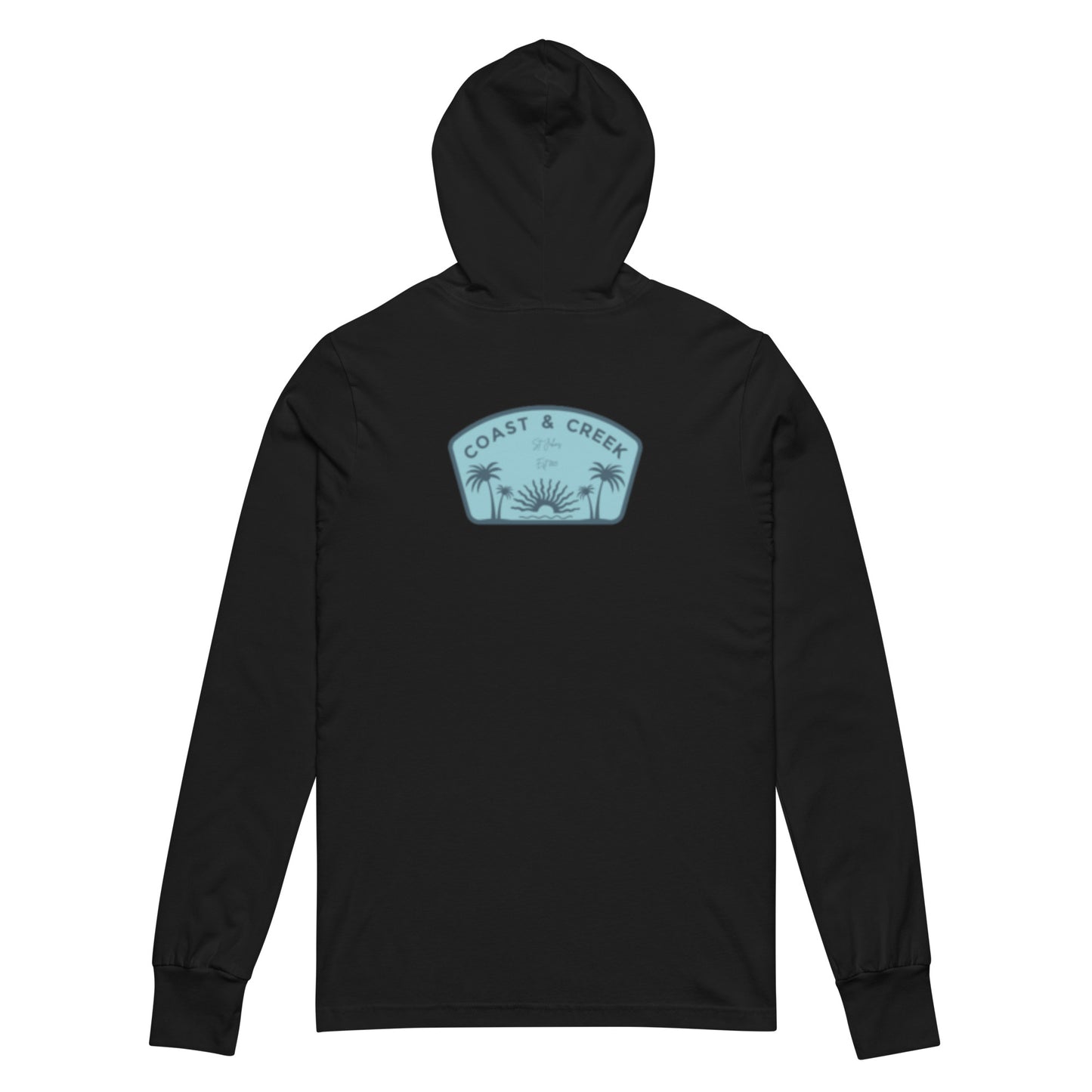 Adult Unisex Hooded long-sleeve tee Teal Badge Logo