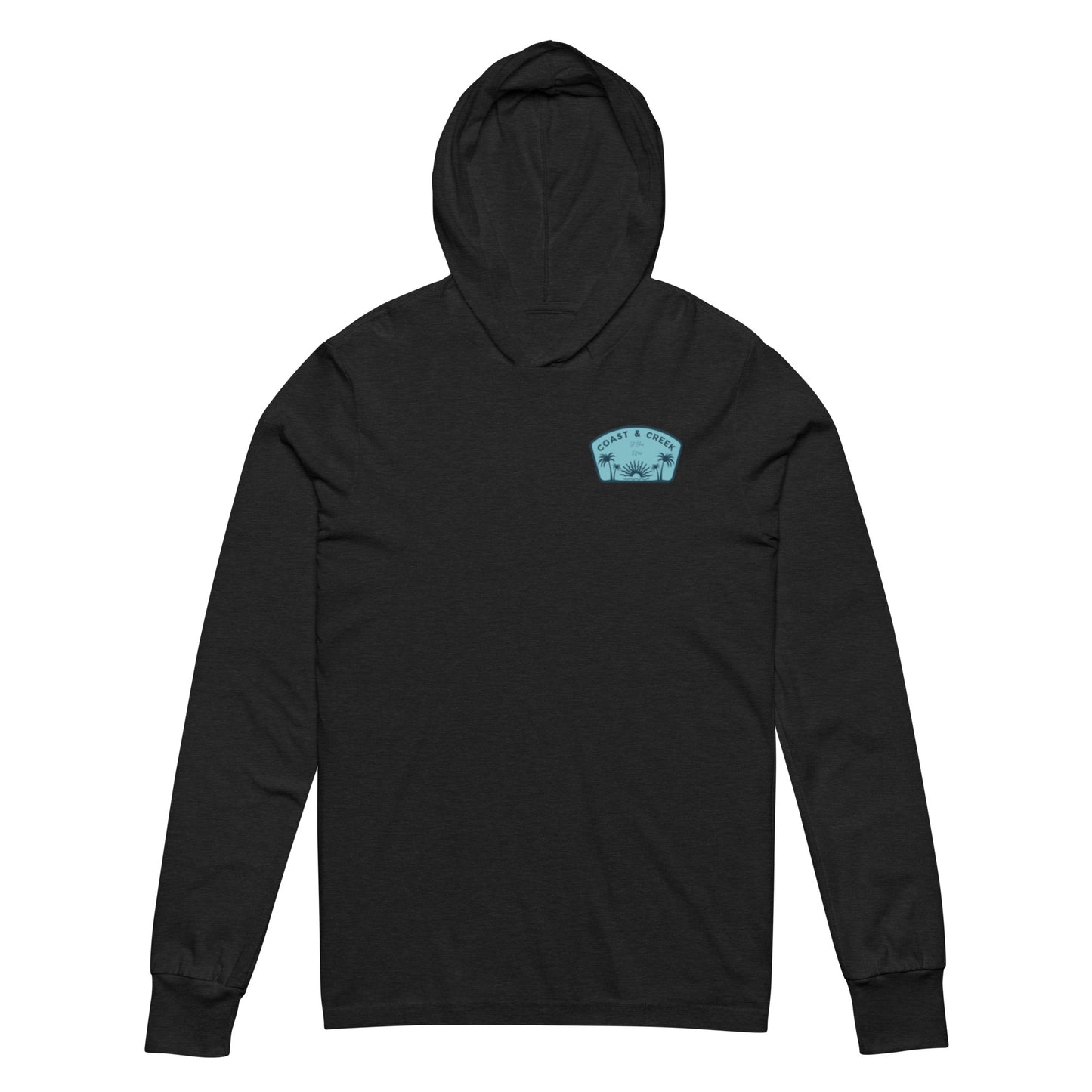 Adult Unisex Hooded long-sleeve tee Teal Badge Logo