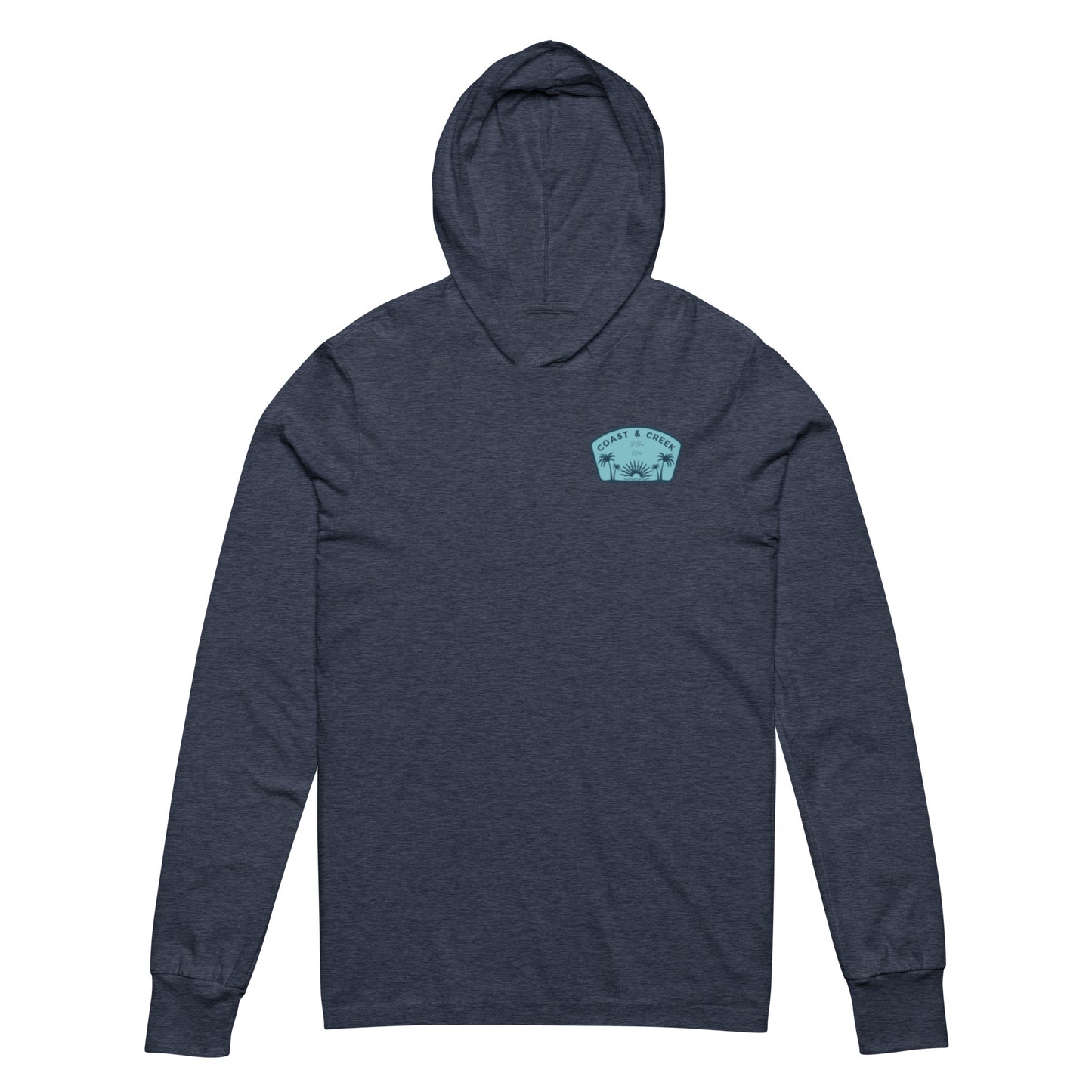 Adult Unisex Hooded long-sleeve tee Teal Badge Logo