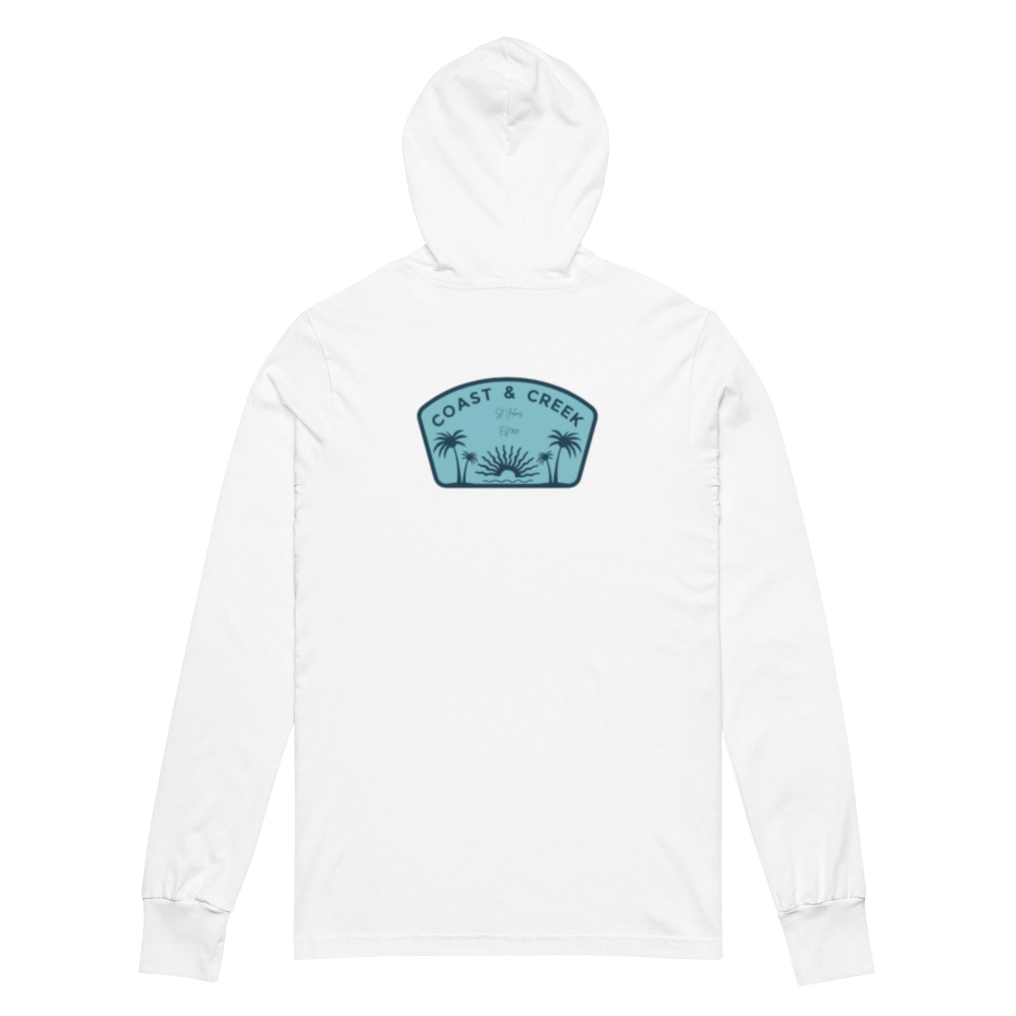 Adult Unisex Hooded long-sleeve tee Teal Badge Logo