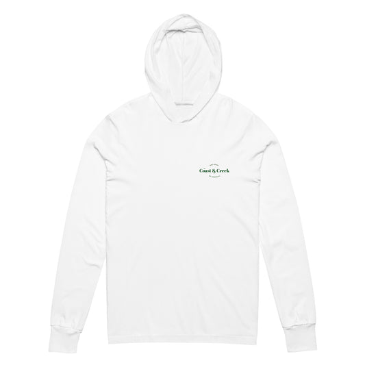 Unisex Adult White and Forest Logo Hooded long-sleeve tee