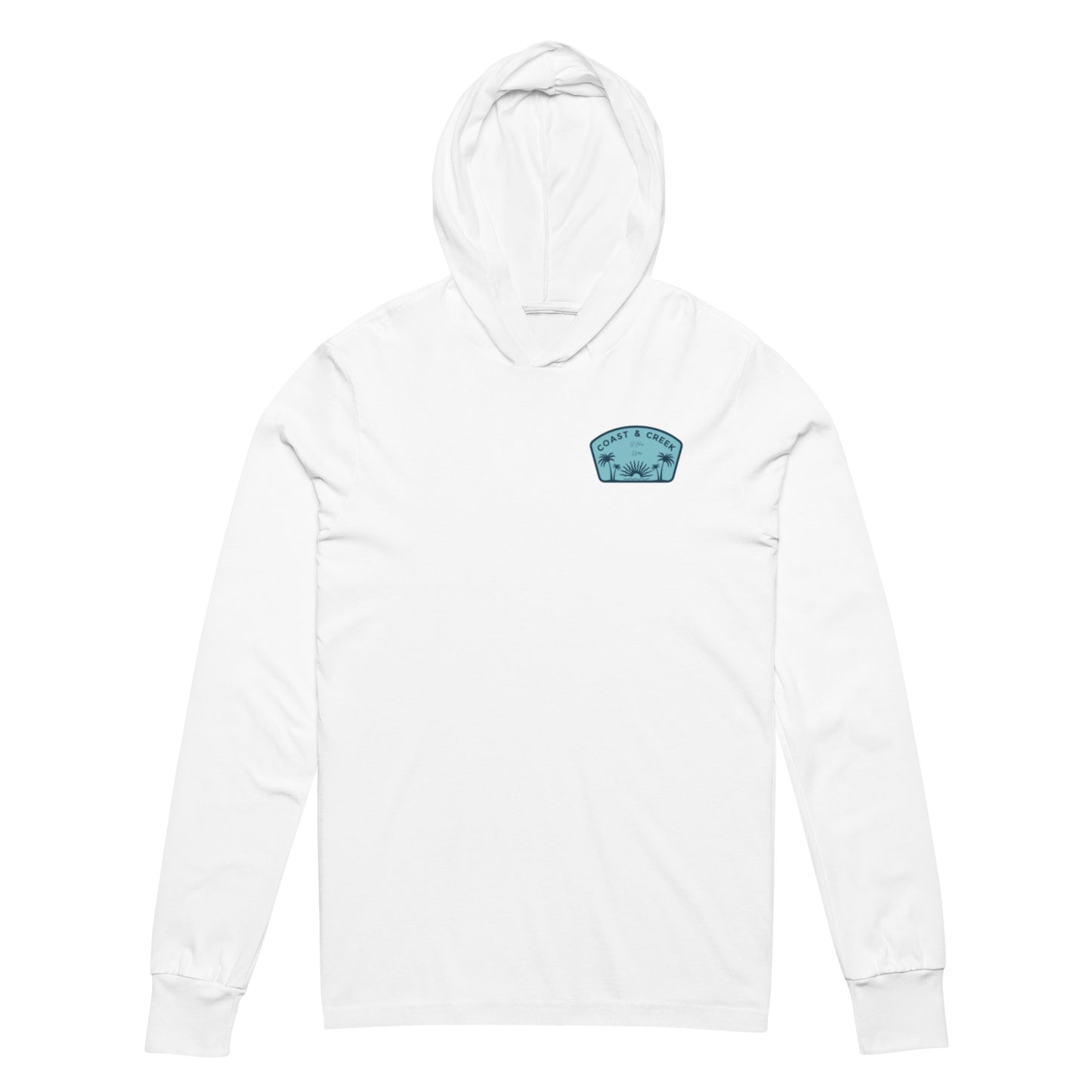 Adult Unisex Hooded long-sleeve tee Teal Badge Logo